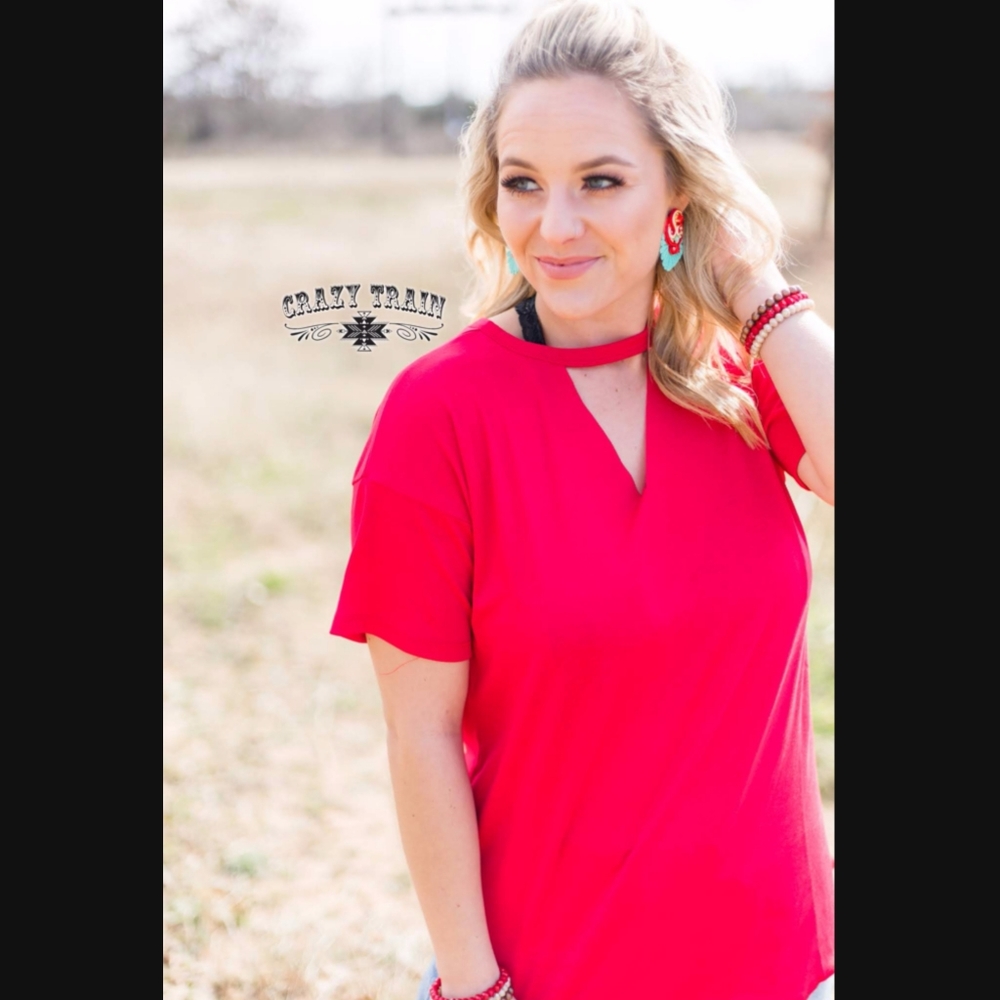 Red Textline Top
